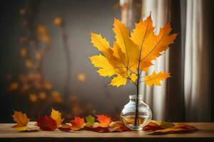 Herbst Blätter im ein Vase. KI-generiert foto