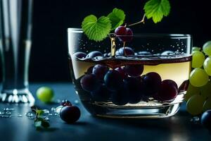 Wein und Trauben im ein Glas. KI-generiert foto