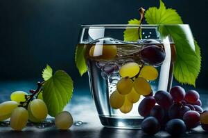 Trauben und Wasser im ein Glas. KI-generiert foto