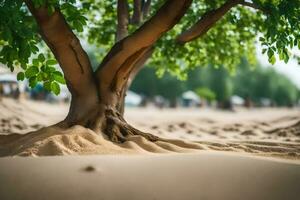 ein Baum ist wachsend aus von das Sand im das Wüste. KI-generiert foto