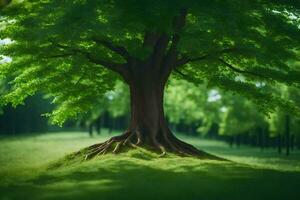 Foto Hintergrund das Boden, Baum, Gras, Gras, das Wald, das Wald, das Wald. KI-generiert