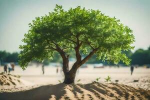 ein Baum wachsend im das Sand. KI-generiert foto