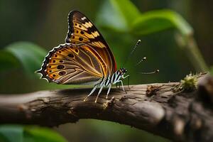 Schmetterling auf ein Ast. KI-generiert foto