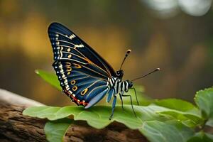 ein Schmetterling ist Sitzung auf ein Ast. KI-generiert foto