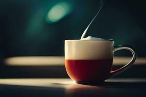 ein Tasse von Kaffee mit Dampf Kommen aus von Es. KI-generiert foto
