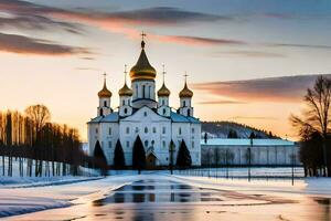 das Russisch orthodox Kathedrale im das Stadt von Kasan. KI-generiert foto