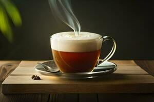 ein Tasse von Kaffee mit Dampf Kommen aus von Es. KI-generiert foto