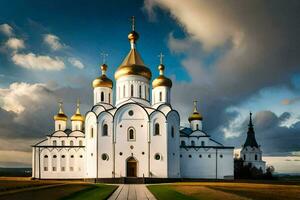 das Kirche von das heilig Kreuz im das Dorf von Krasnojarsk, Russland. KI-generiert foto