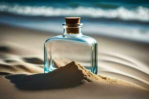 Botschaft im ein Flasche auf das Strand. KI-generiert foto