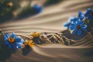 Foto Hintergrund Sand, Blumen, das Wüste, Blumen, das Wüste, Blumen, das Wüste,. KI-generiert