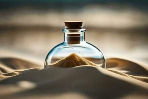 Sand im ein Flasche auf das Strand. KI-generiert foto