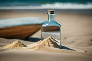 Botschaft im ein Flasche auf das Strand. KI-generiert foto