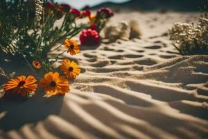 Blumen im das Wüste. KI-generiert foto