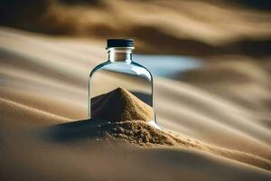 ein Flasche von Sand im das Wüste. KI-generiert foto