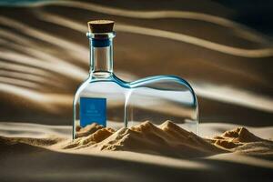 ein Herz geformt Flasche von Blau Agave im das Wüste. KI-generiert foto