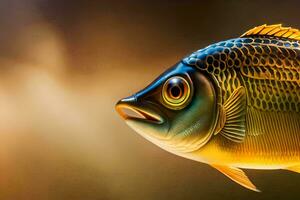 ein Fisch mit ein Gelb und schwarz Körper. KI-generiert foto