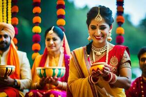 indisch Hochzeit Zeremonie. KI-generiert foto