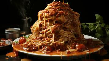 köstlich Spaghetti Essen Gericht ai foto