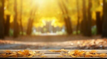 Herbst Wald, Bäume und Weg, Landschaft Landschaft, fallen Hintergrund. generativ ai foto