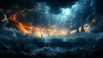 Hintergrund von Blitz Streiks über das Wolken ai foto