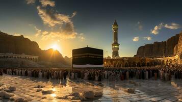 das schön Aussicht von das Stadt von Mekka und ebenfalls das Platz von Anbetung von das Kaaba foto