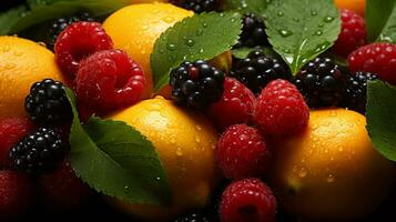 Hintergrund von verschiedene Arten von frisch Obst foto