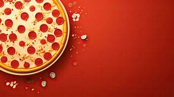 Pizza. Netz Banner mit Kopieren Raum. generativ ai foto