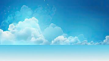 flauschige Wolken, Luft, Wetter, Blau Himmel. Netz Banner mit Kopieren Raum. generativ ai foto