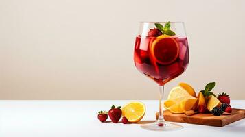 Foto von ein Sangria isoliert auf eben Weiß Hintergrund. generativ ai