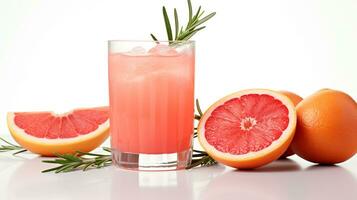 Foto von ein Rosmarin Grapefruit Spritz isoliert auf eben Weiß Hintergrund. generativ ai