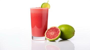 Foto von ein Guave Saft trinken isoliert auf Weiß Hintergrund. generativ ai