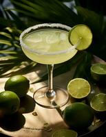 Foto von etwas Margarita trinken elegant plattiert auf ein Tisch. generativ ai