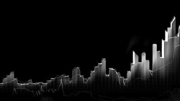 schwarz und Weiß Hintergrund von finanziell Diagramme. generativ ai foto