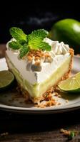 Schlüssel Limette Kuchen mit Graham Cracker Kruste, ein scharf und erfrischend Dessert foto