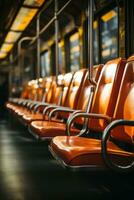 leeren Sitze im das U-Bahn, erstellt mit generativ ai foto