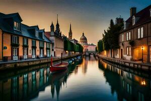 ein Kanal im Brügge, Belgien. KI-generiert foto