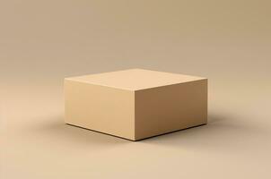 Beige Box Attrappe, Lehrmodell, Simulation. minimalistisch Beige Kasten. generativ ai foto