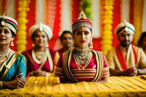 indisch Hochzeit Zeremonie im Indien. KI-generiert foto
