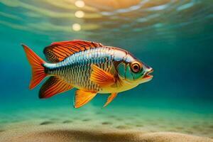 ein Fisch Schwimmen im das Ozean. KI-generiert foto