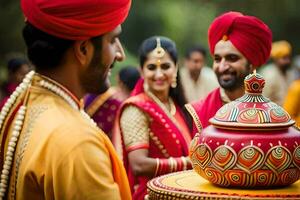 indisch Hochzeit Zeremonie im Indien. KI-generiert foto