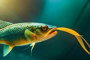 ein Fisch mit ein lange Schwanz im das Wasser. KI-generiert foto