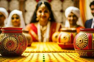 indisch Hochzeit Zeremonie im Bangalore. KI-generiert foto