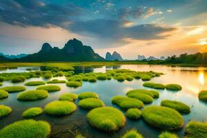 das li Fluss im China. KI-generiert foto