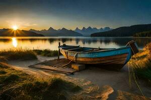 das Boot auf das See. KI-generiert foto