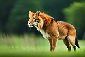 ein Tiger ist Stehen im das Gras. KI-generiert foto