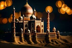 ein taj Mahal im das Wüste beim Nacht. KI-generiert foto