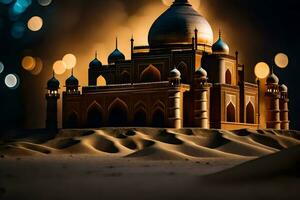 ein taj Mahal im das Wüste beim Nacht. KI-generiert foto