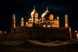 das golden Moschee beim Nacht. KI-generiert foto