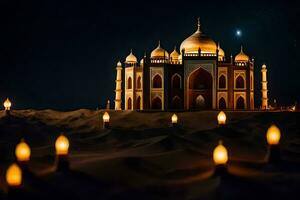 das taj Mahal im das Nacht. KI-generiert foto