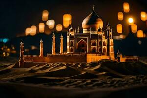 ein Modell- von das taj Mahal beim Nacht. KI-generiert foto